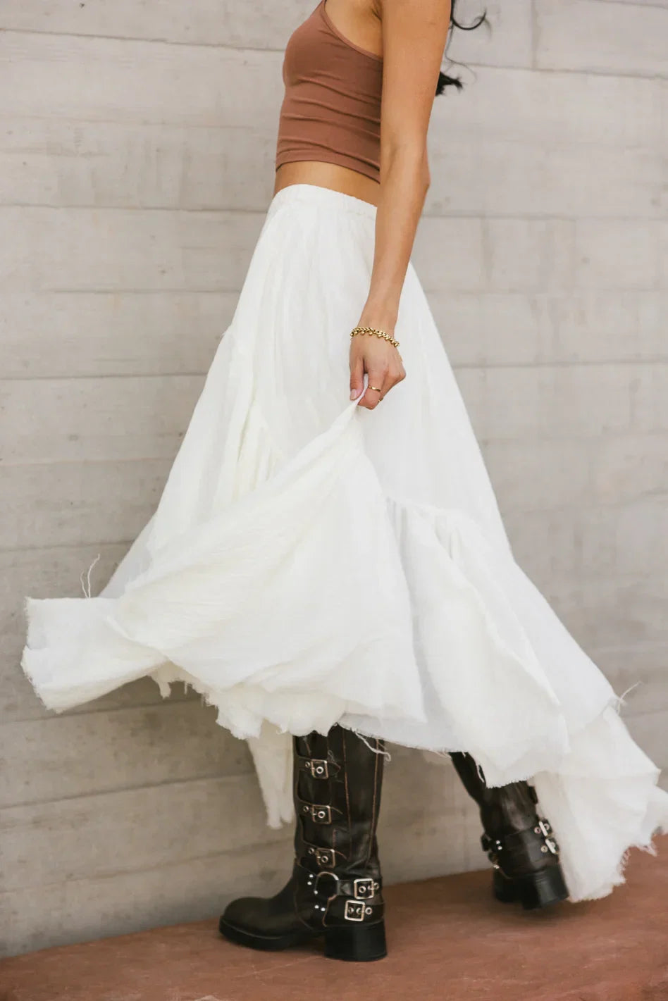 Augusta Handkerchief Skirt in Cream FINAL SALE