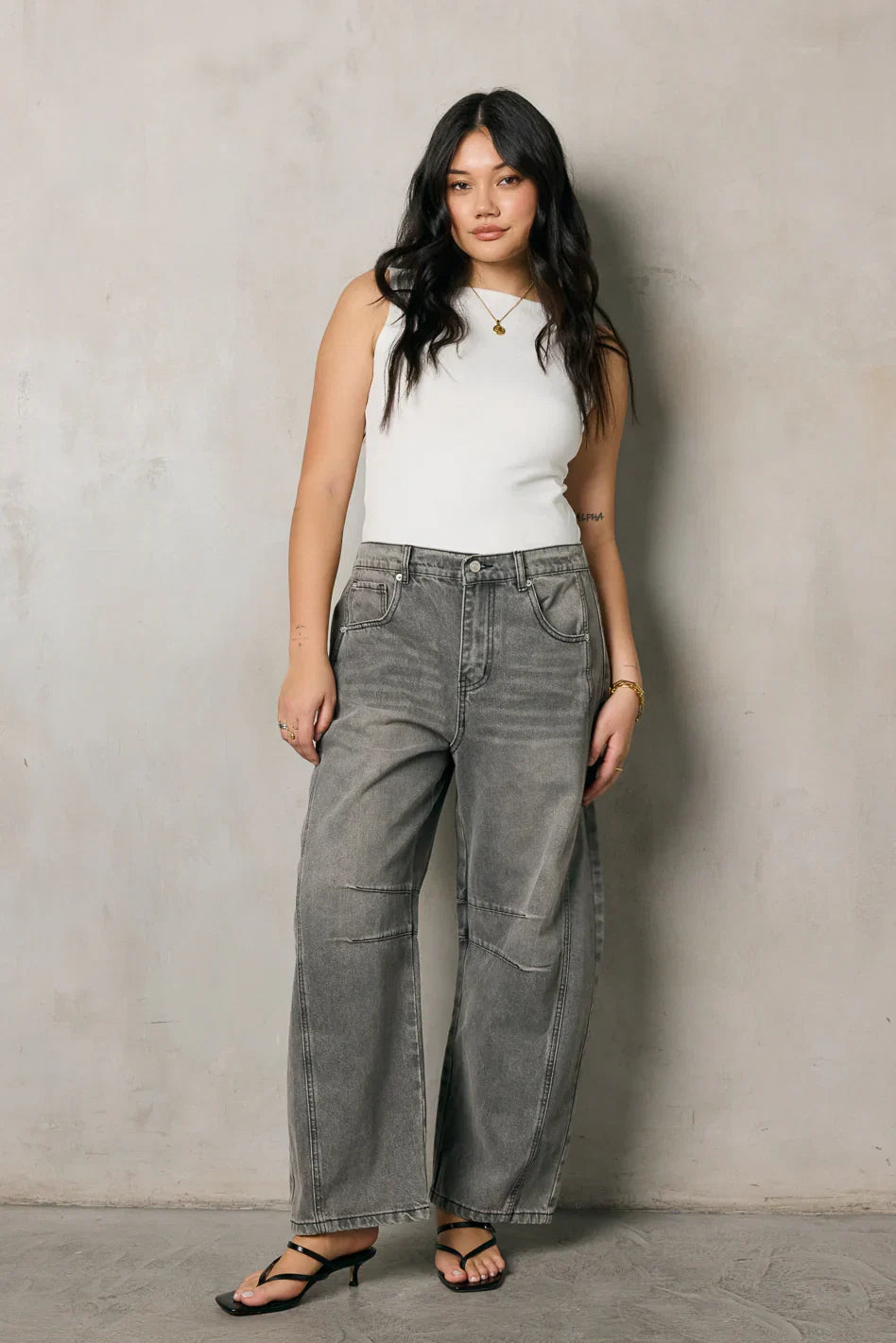 Lisette Barrel Jean in Grey FINAL SALE