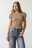 Ruth Smocked Top in Brown