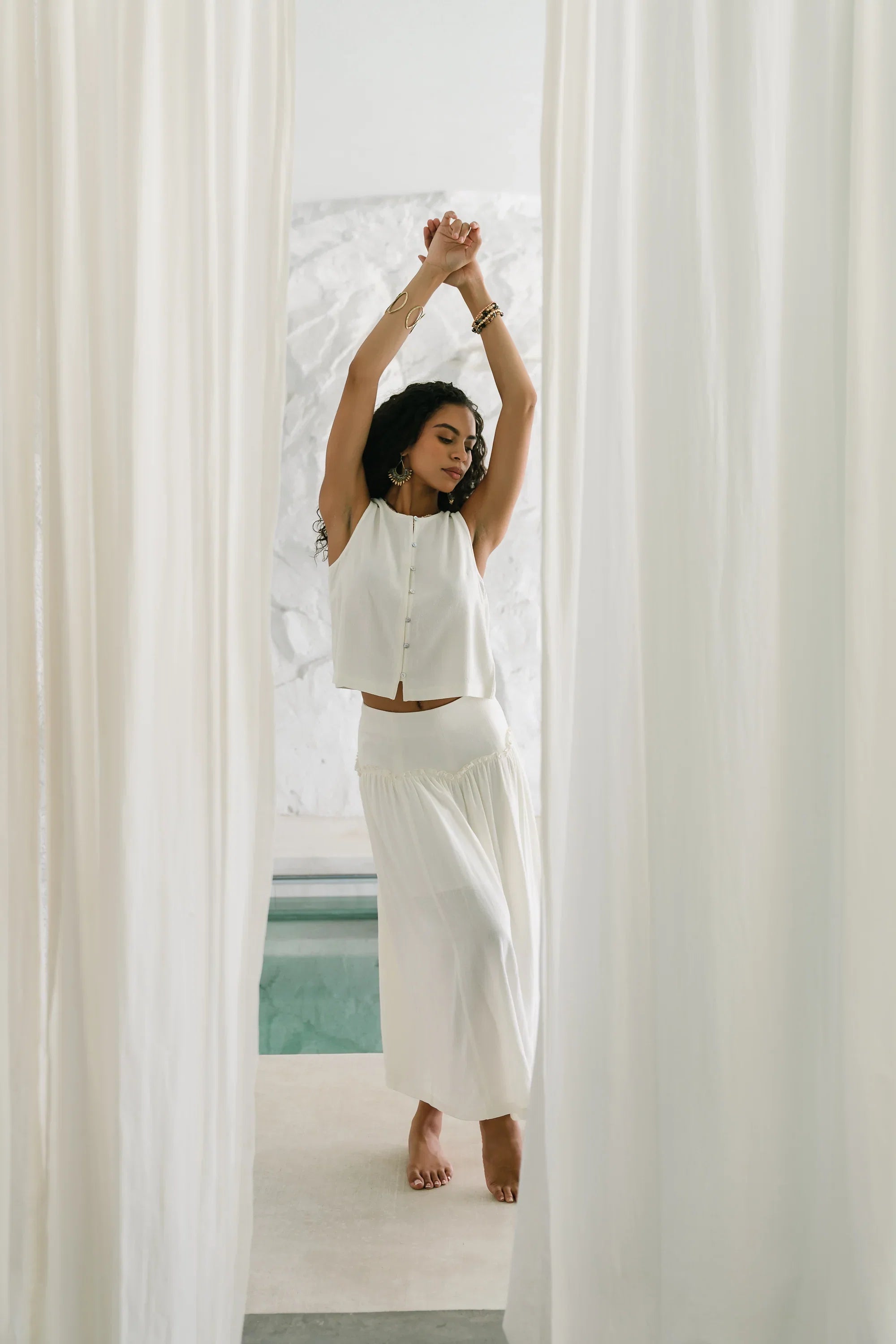 Ray Scallop Maxi Skirt