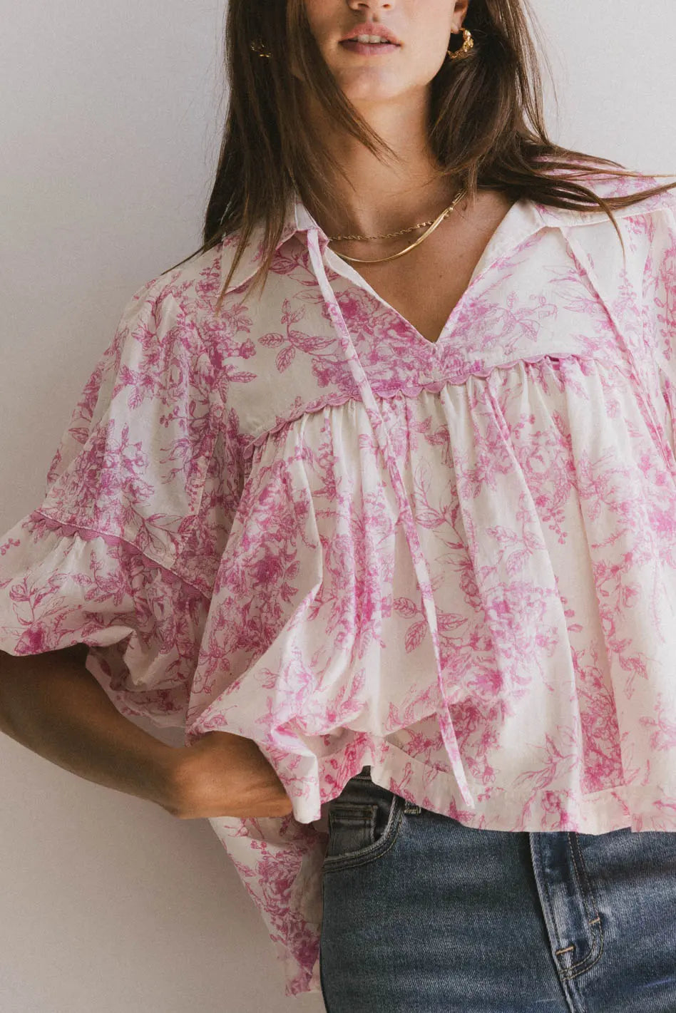 Madison Floral Blouse in Pink FINAL SALE