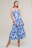 FLAHERTY BLUE WHITE MIDI DRESS