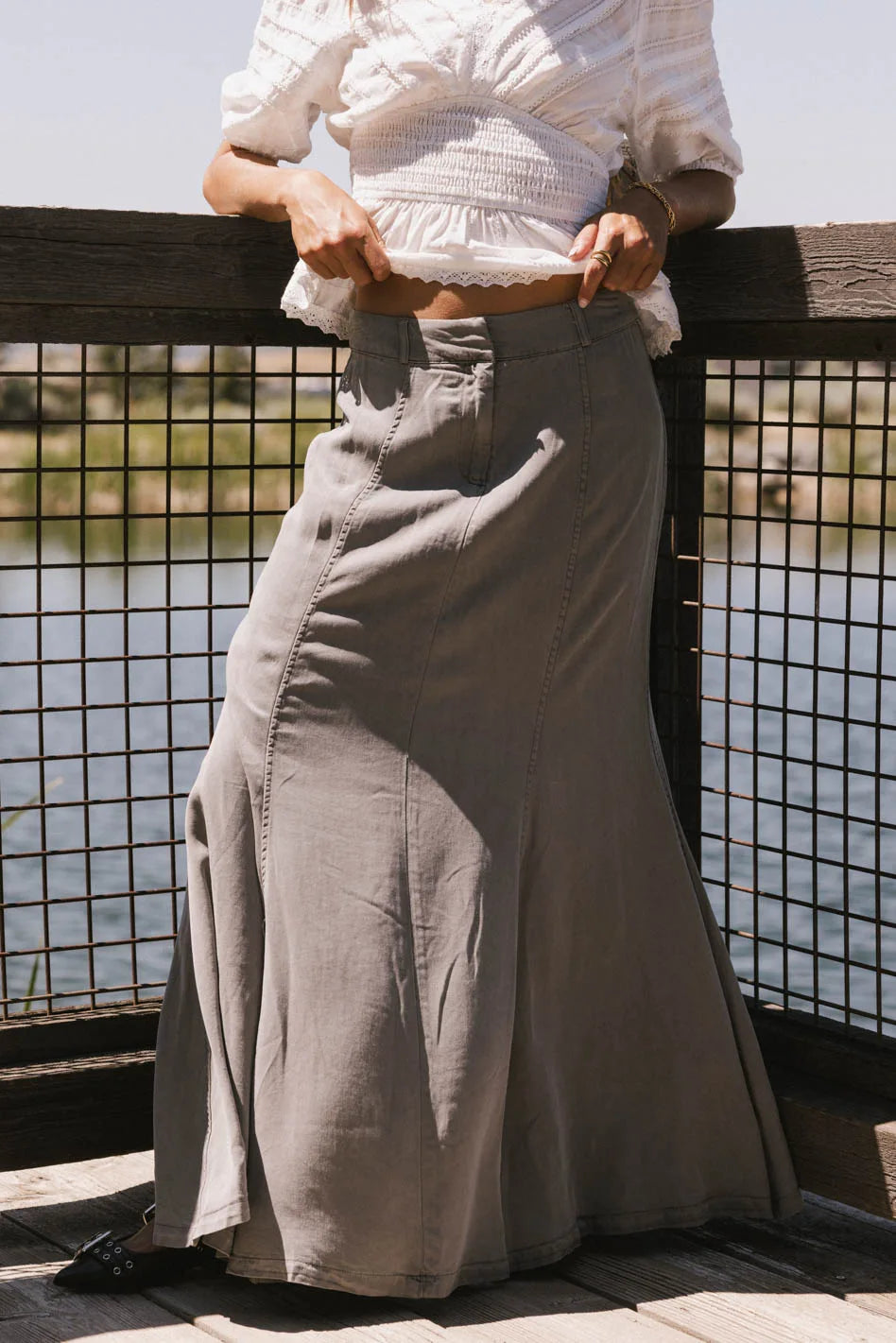Sunny Maxi Skirt in Grey FINAL SALE