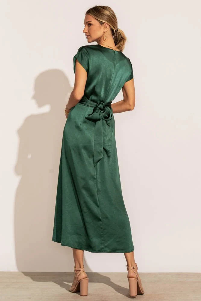 Rosalind Midi Dress in Emerald FINAL SALE