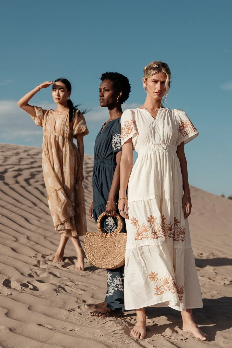 Isabeau Embroidered Maxi Dress in Cream FINAL SALE