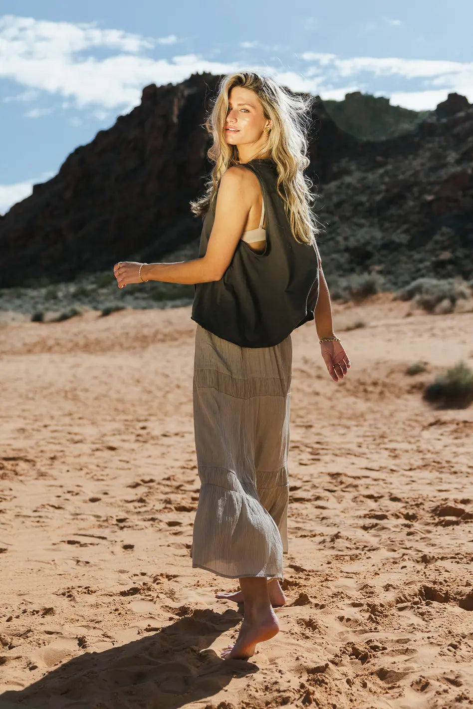 Mckenna Textured Skirt in Olive FINAL SALE