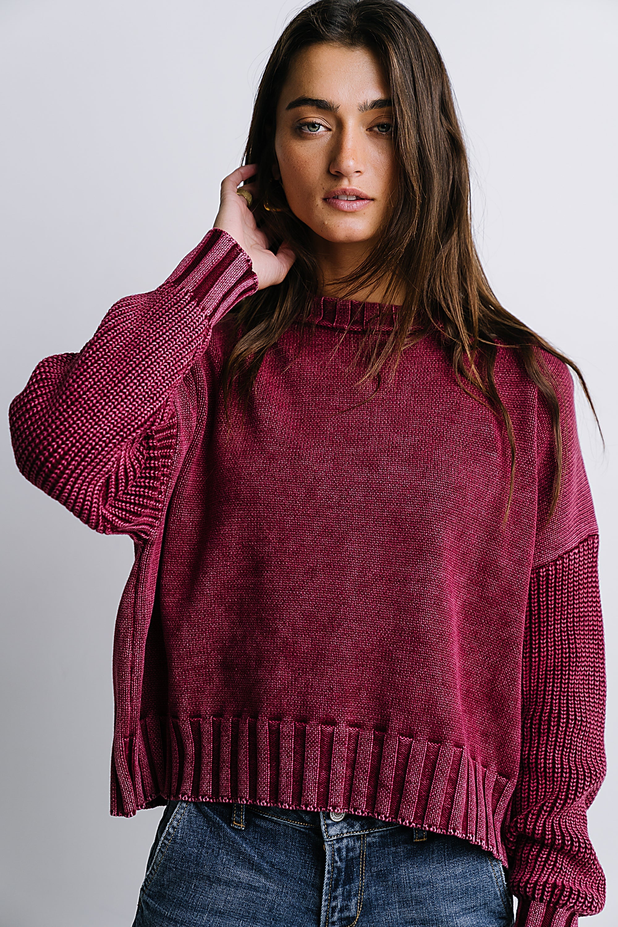 Payton Knit Sweater in Burgundy FINAL SALE