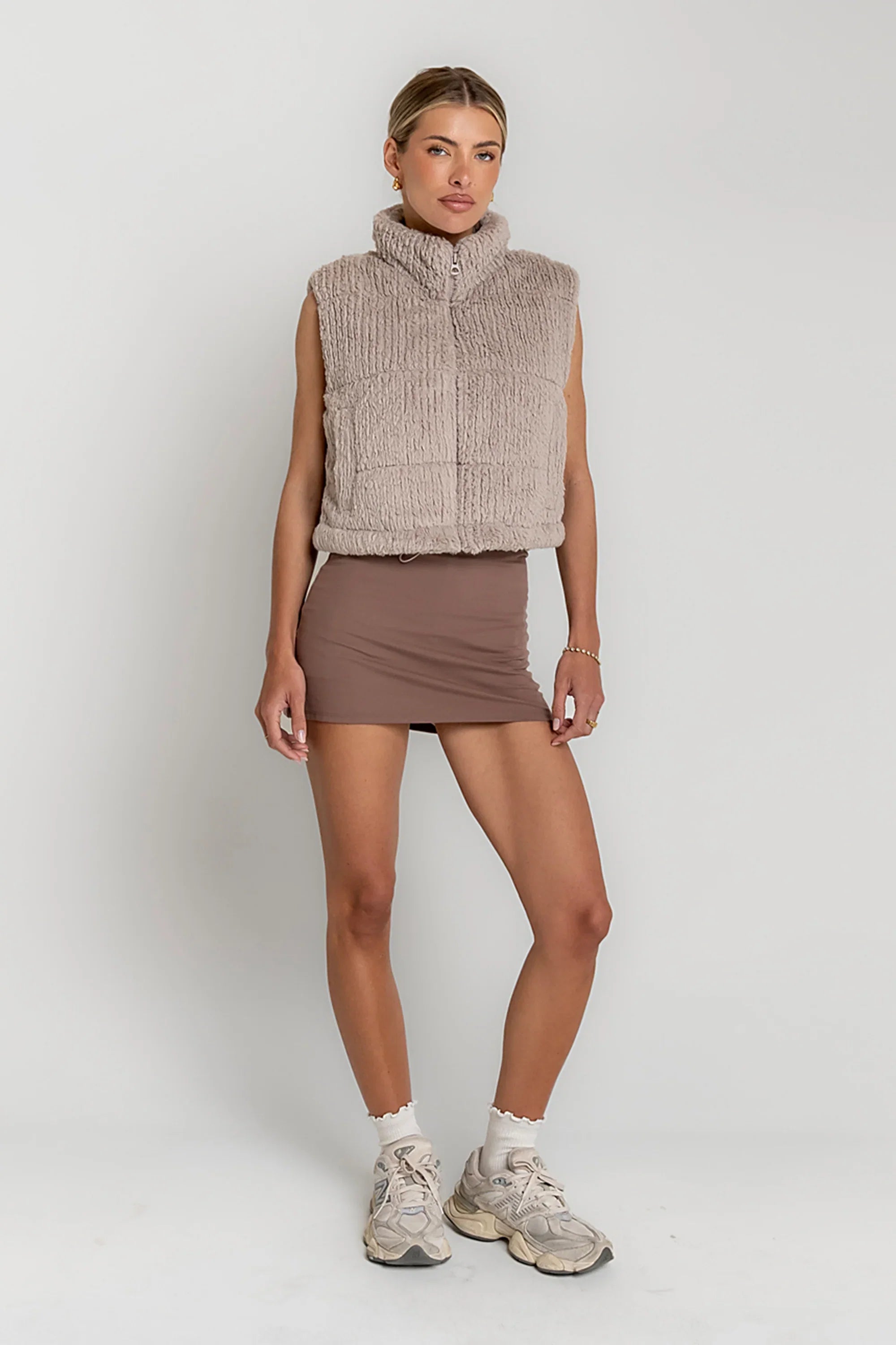 Ginny Fur Vest in Taupe