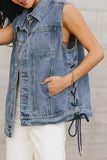 Stephie Lace Up Denim Vest FINAL SALE