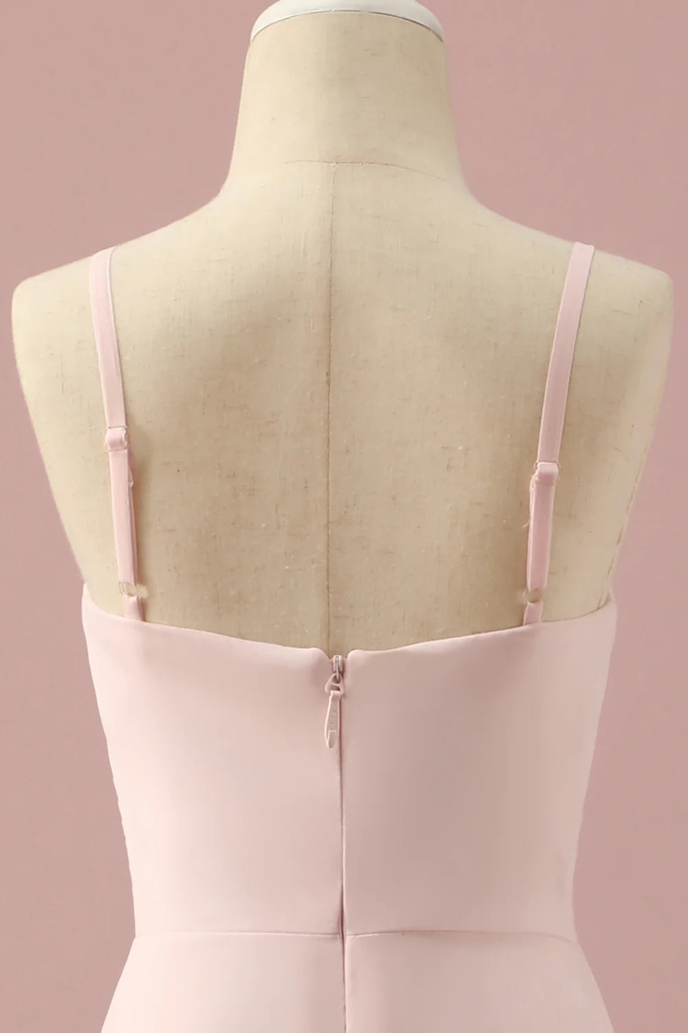 Light Pink A Line Spaghetti Straps Floor Length Chiffon Junior Bridesmaid Dress