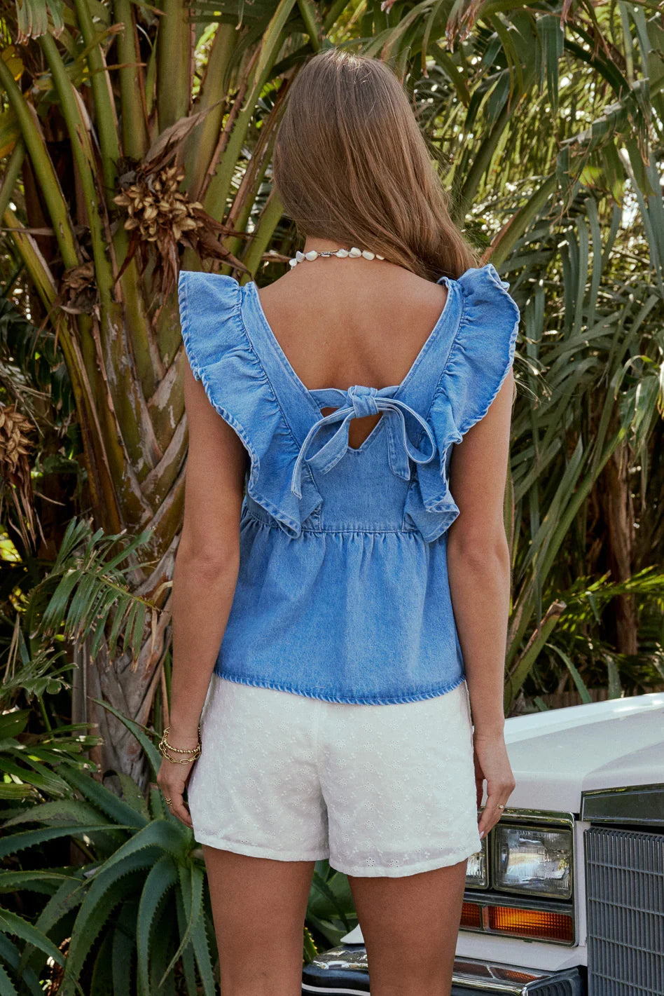 Poppy Ruffle Denim Top FINAL SALE