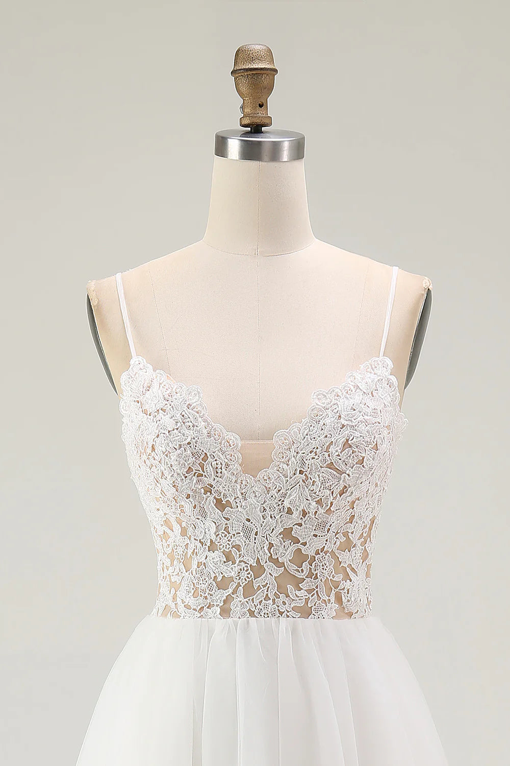 Lace White Tulle A Line Tea Length Graduation Dress