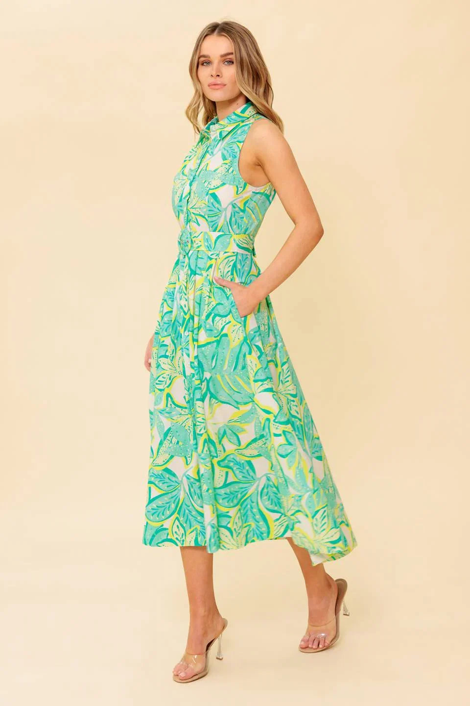 DAYS WITH YOU MIDI SHIRT DRESS GREEN FINAL SALE