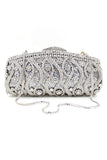 Silver Rhinestones Chain Square Party Handbag