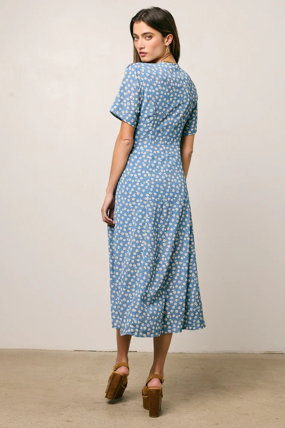 Malik Floral Midi Dress in Blue FINAL SALE