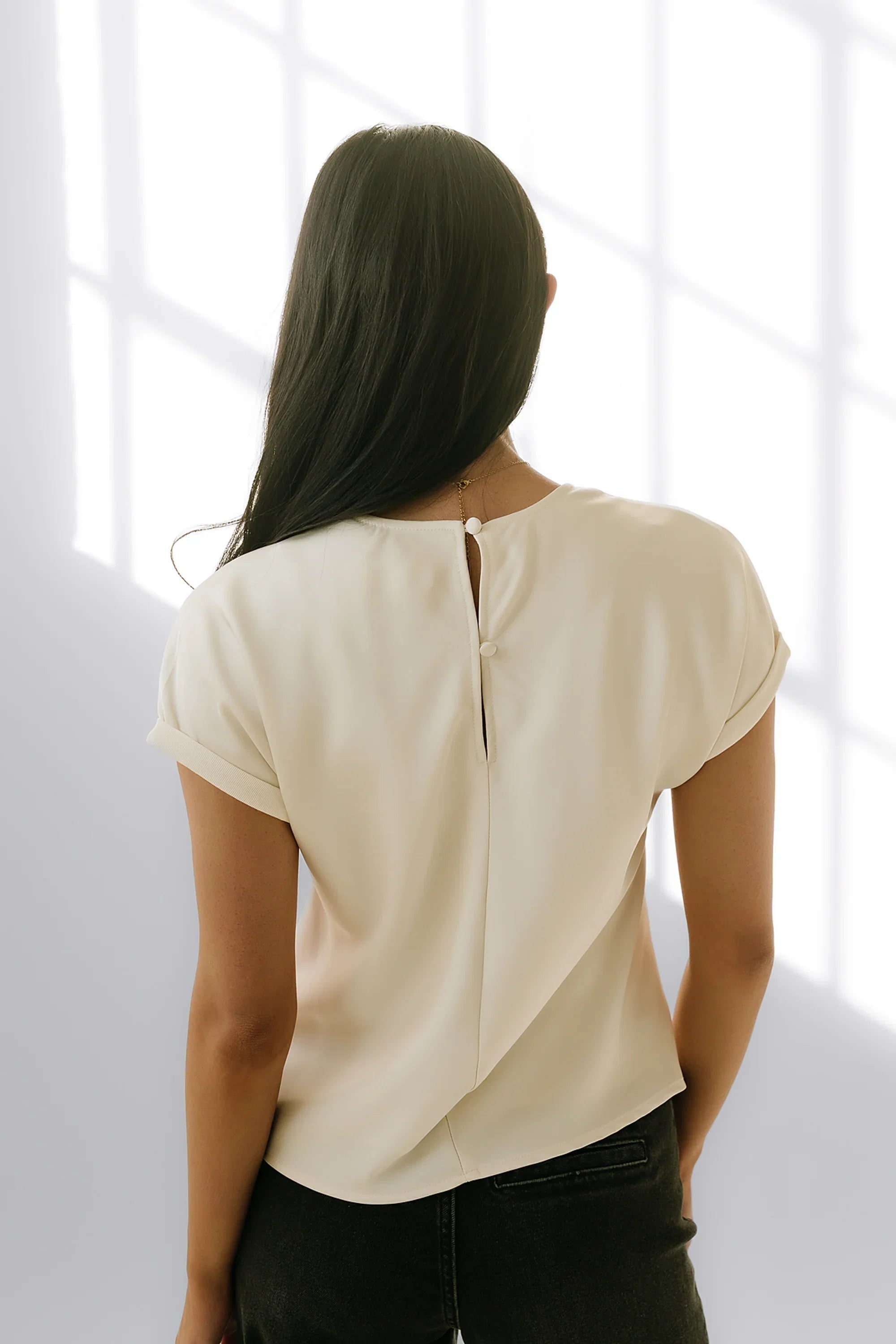 Marvin Satin Blouse in Cream