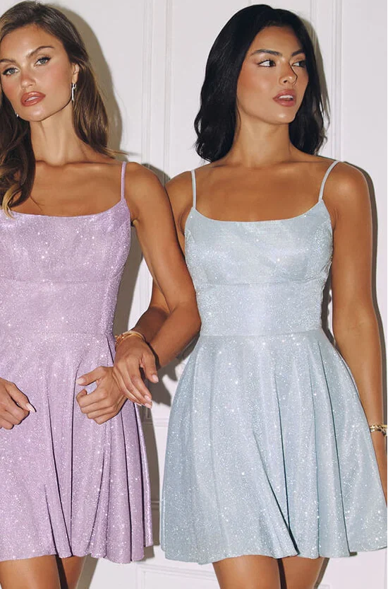 EILEEN MINI DRESS SHIMMER DRAPE A LINE MINI DRESS