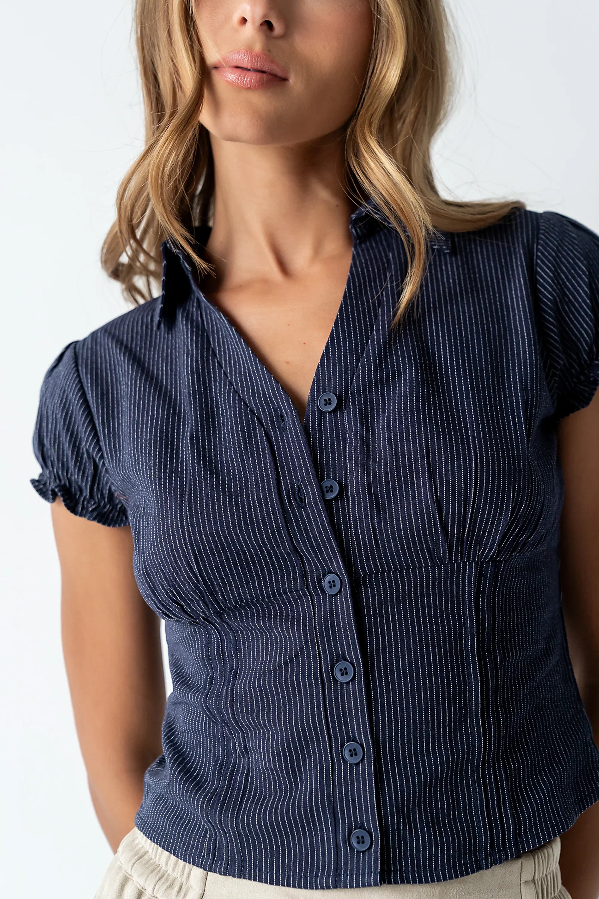 Lacie Striped Blouse in Navy