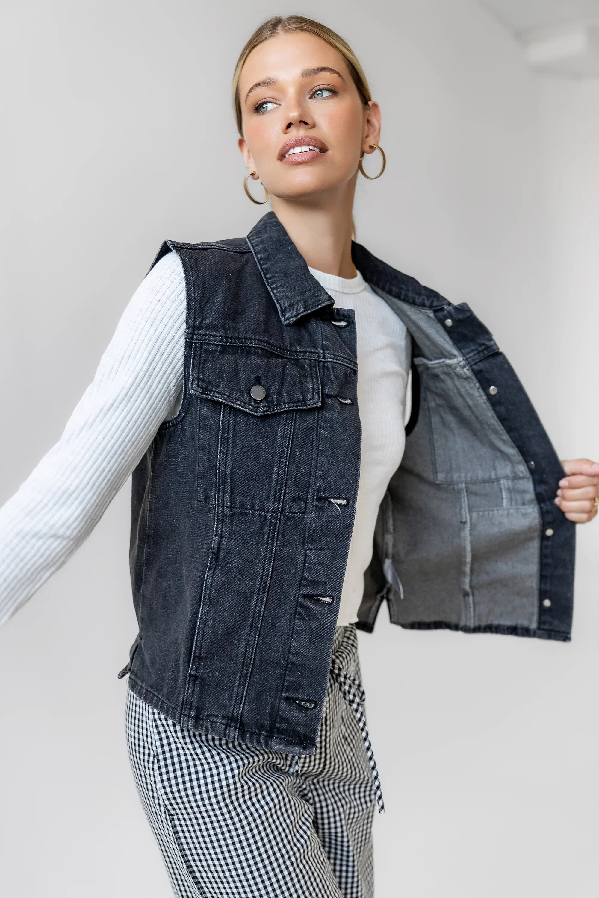 Jasmine Denim Vest in Black