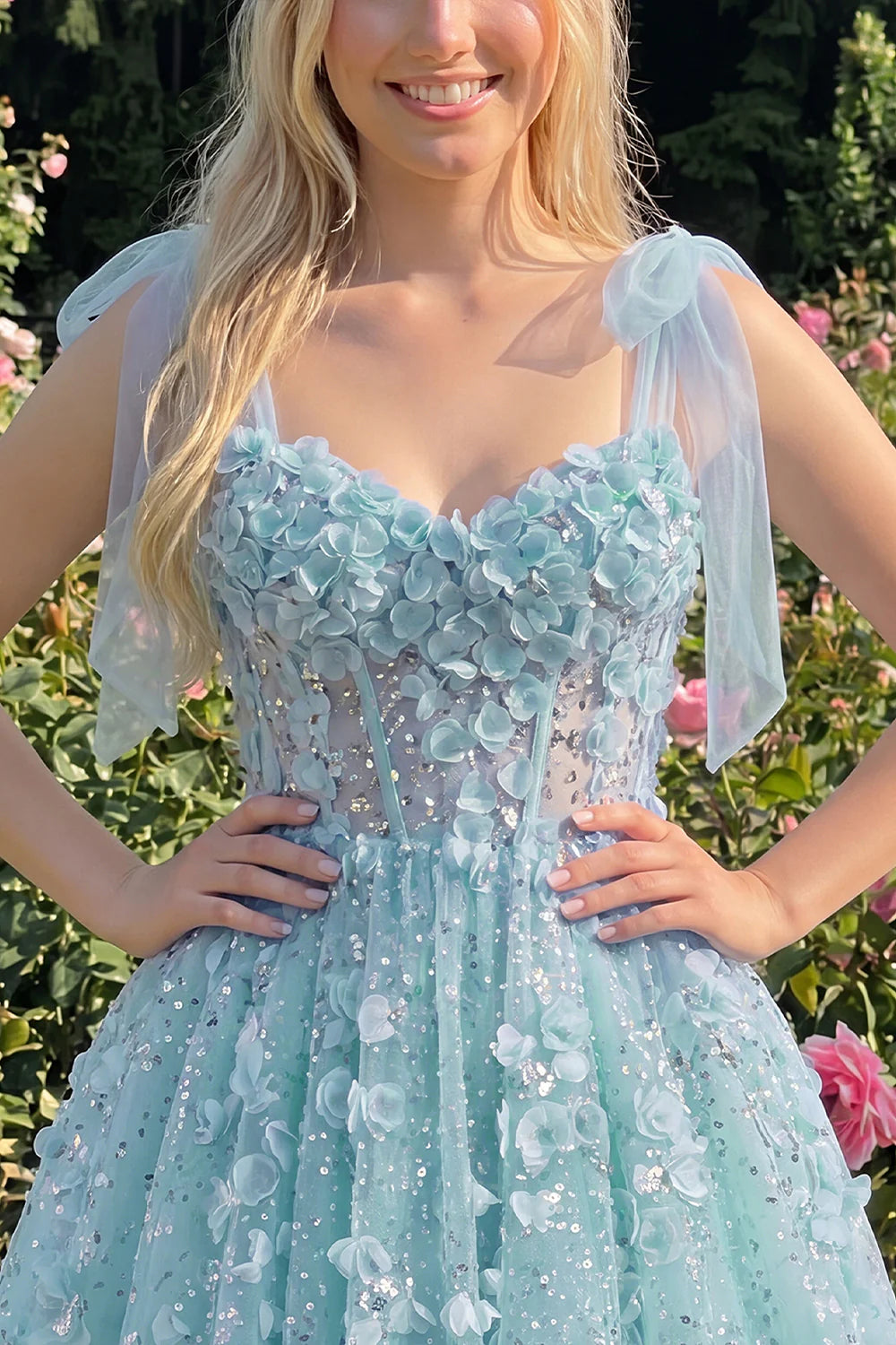 Lilac Sequin A Line Corset Short Homecoming Dress with 3D Flowers