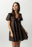 Tony Gingham Baby Doll Dress in Brown FINAL SALE