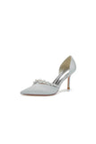 Pearl Strap Pointed Toe Satin High Heels