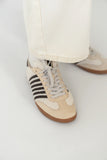 Stevie Striped Sneaker in Beige Shearling