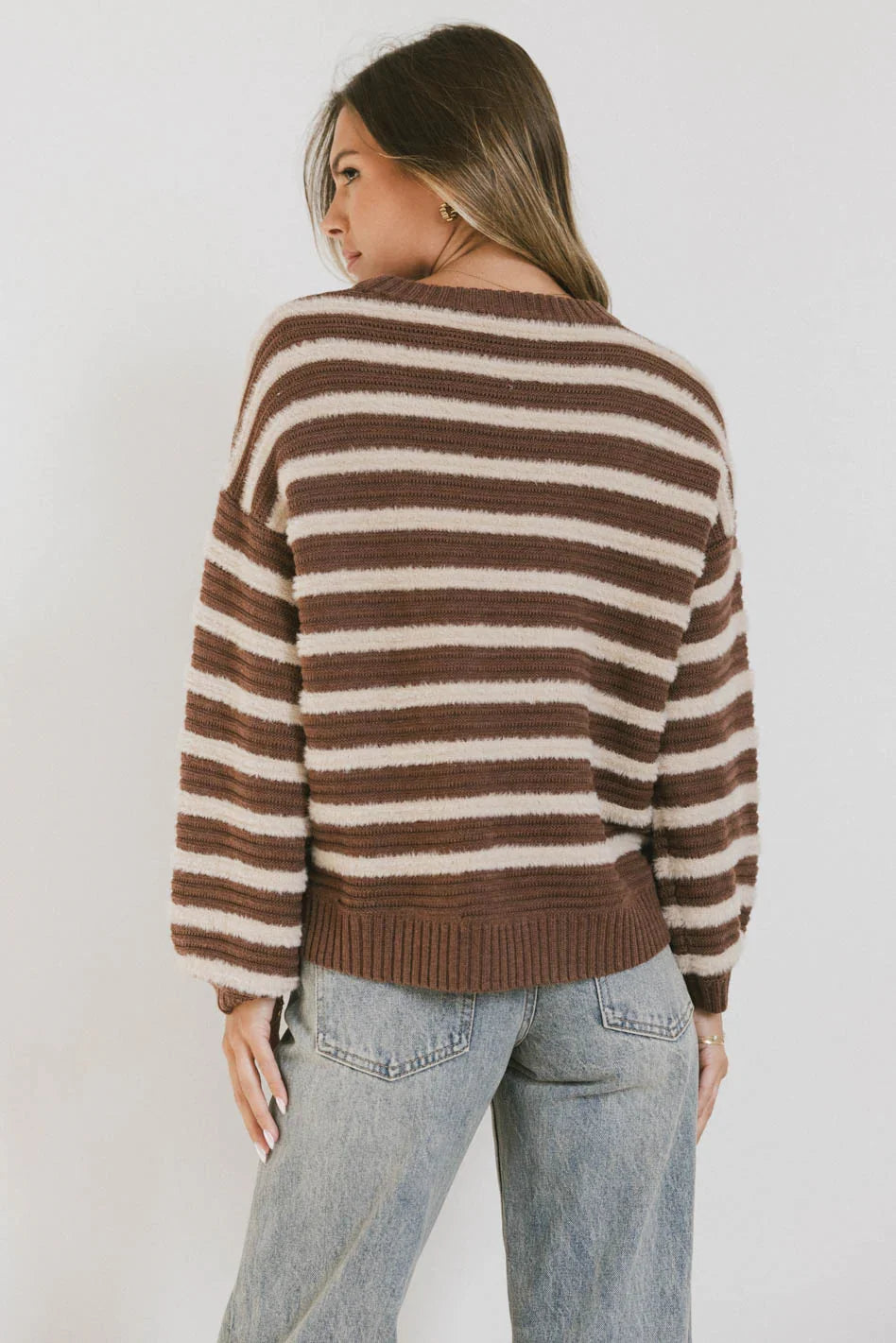 Azuline Striped Sweater in Brown FINAL SALE