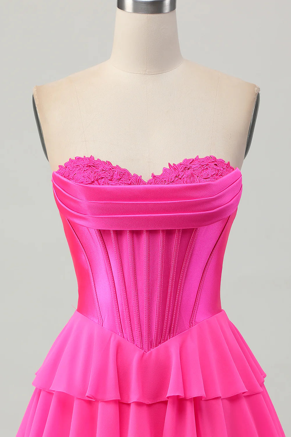 Fuchsia A Line Tiered Sweetheart Corset Short Homecoming Dress