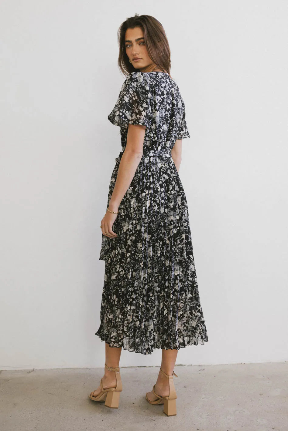 Mary Anne Floral Midi Dress in Black FINAL SALE