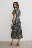 Mary Anne Floral Midi Dress in Black FINAL SALE