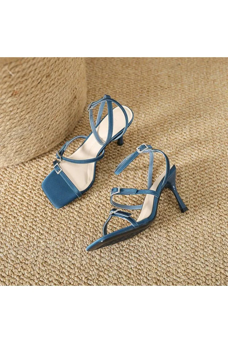 Strappy Open Toe Ankle Buckle Stiletto High Heels