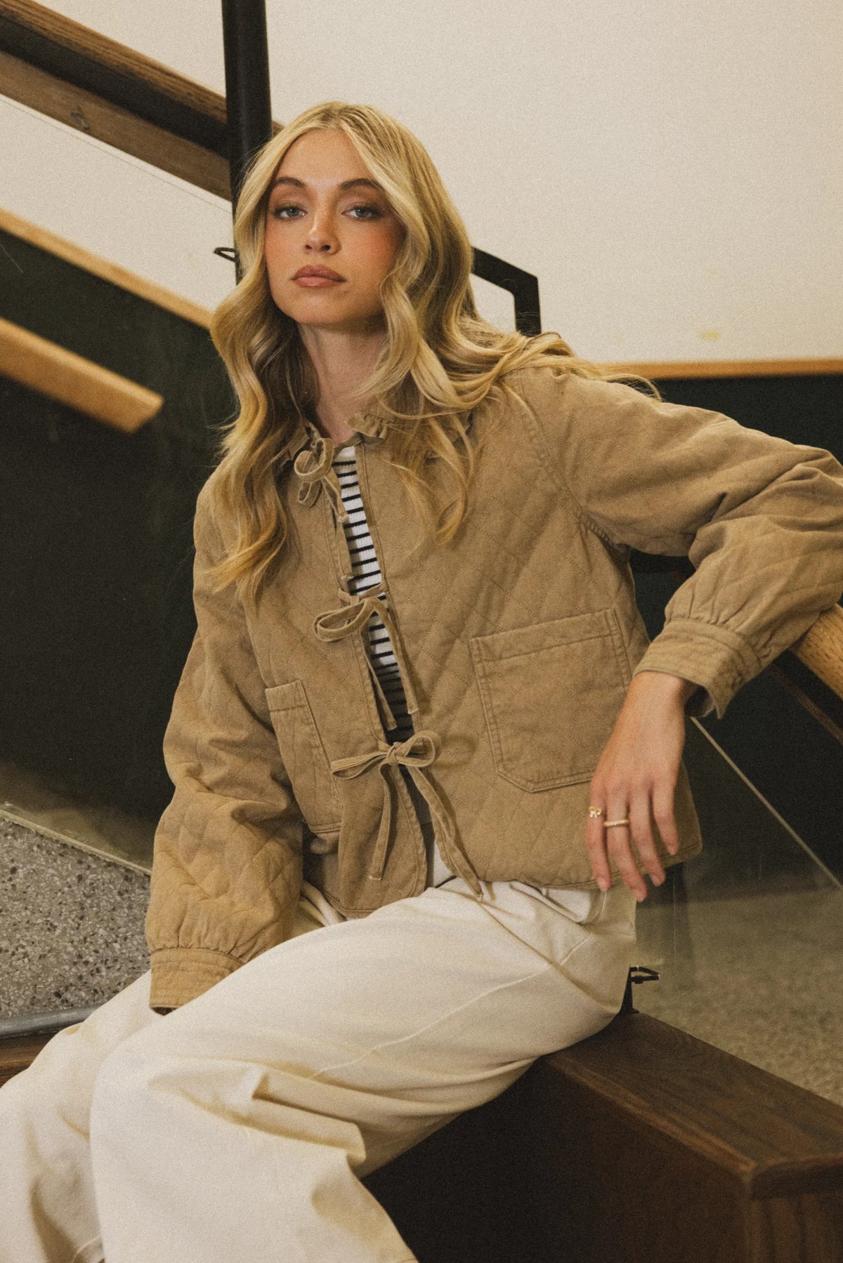 Tammy Collared Jacket in Khaki FINAL SALE
