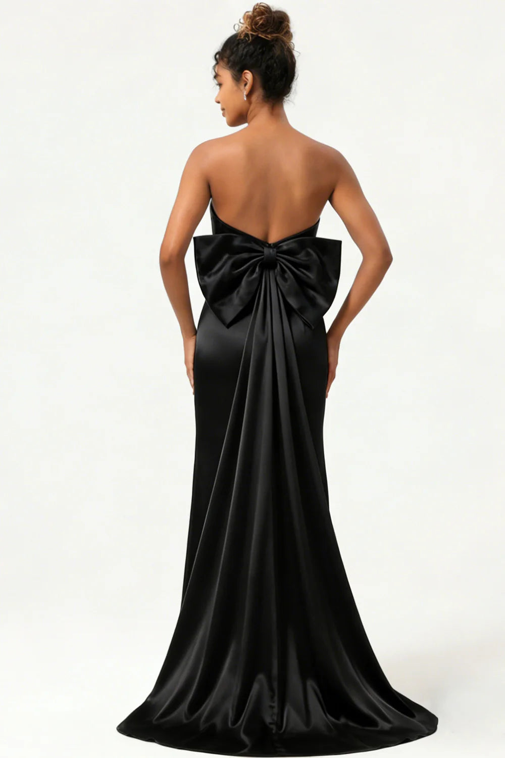 Green Strapless Mermaid Long Bridesmaid Dress with Bow