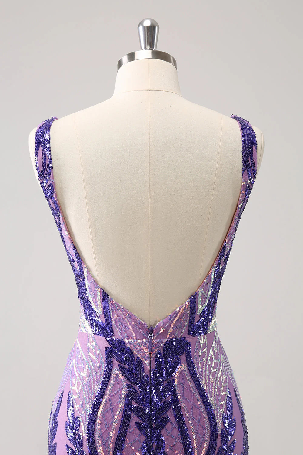Sparkly Fuchsia Bodycon V Neck Backless Homecoming Dress with Sequins