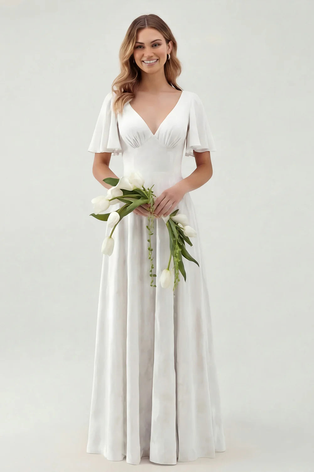 A Line Sage Green Floral Jacquard Flutter Sleeves Maxi Dress with Bow Back