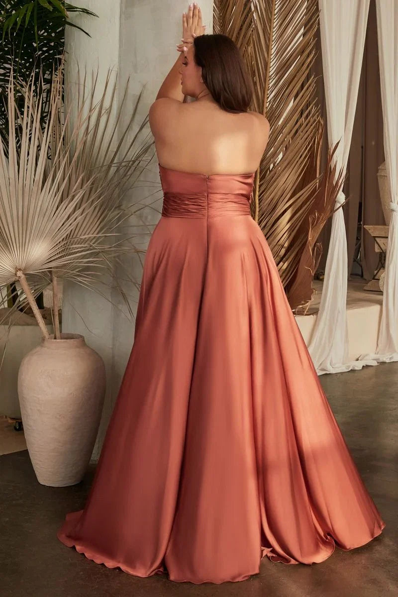 Madigan Gown STRAPLESS A LINE SOFT SATIN KEYHOLE DRESS