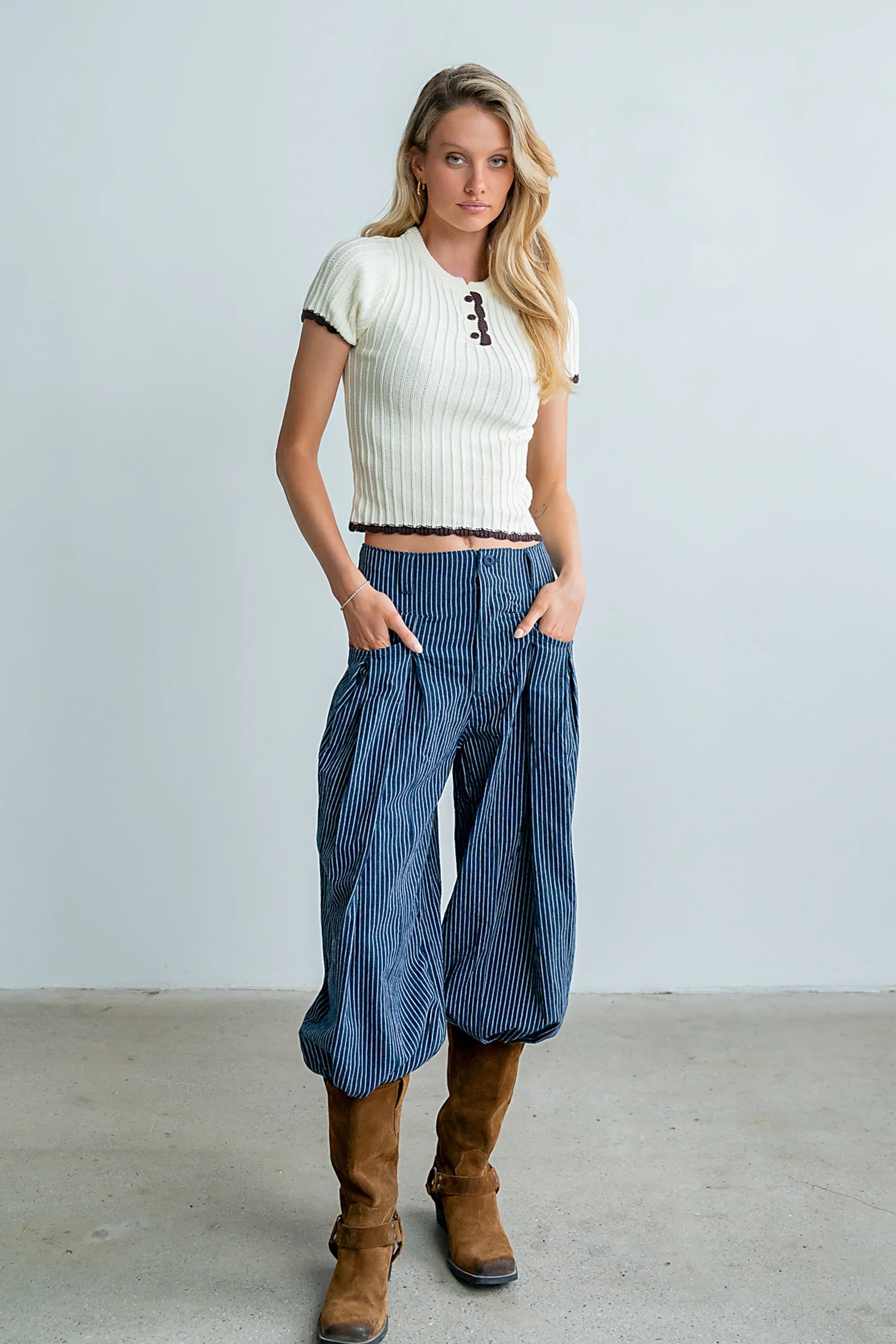 Kinley Contrast Sweater in Ivory