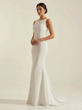 Simple Sleeveless Mermaid Wedding Dress With Sexy Bow