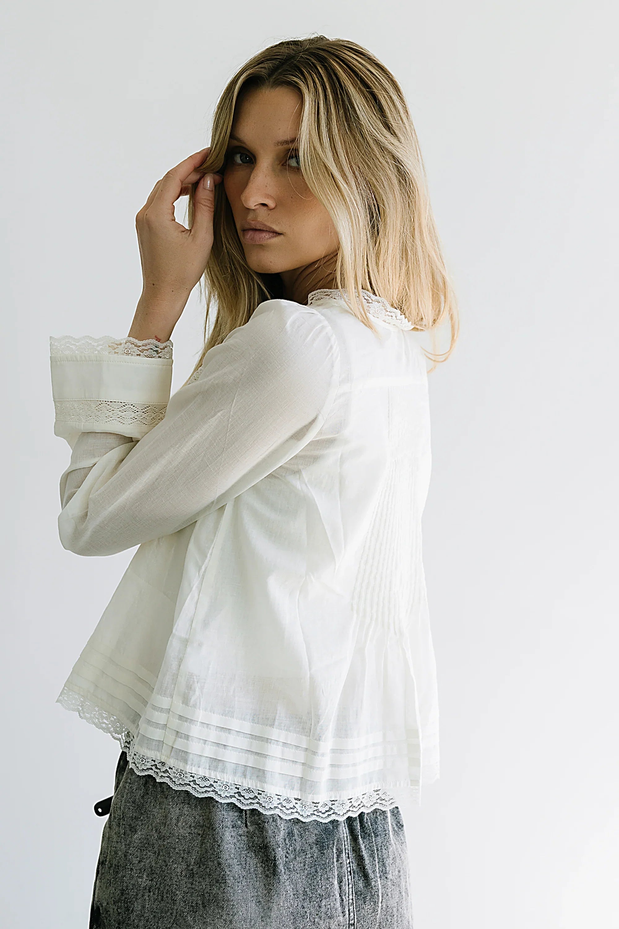 Taylor Sheer Blouse in Ivory FINAL SALE