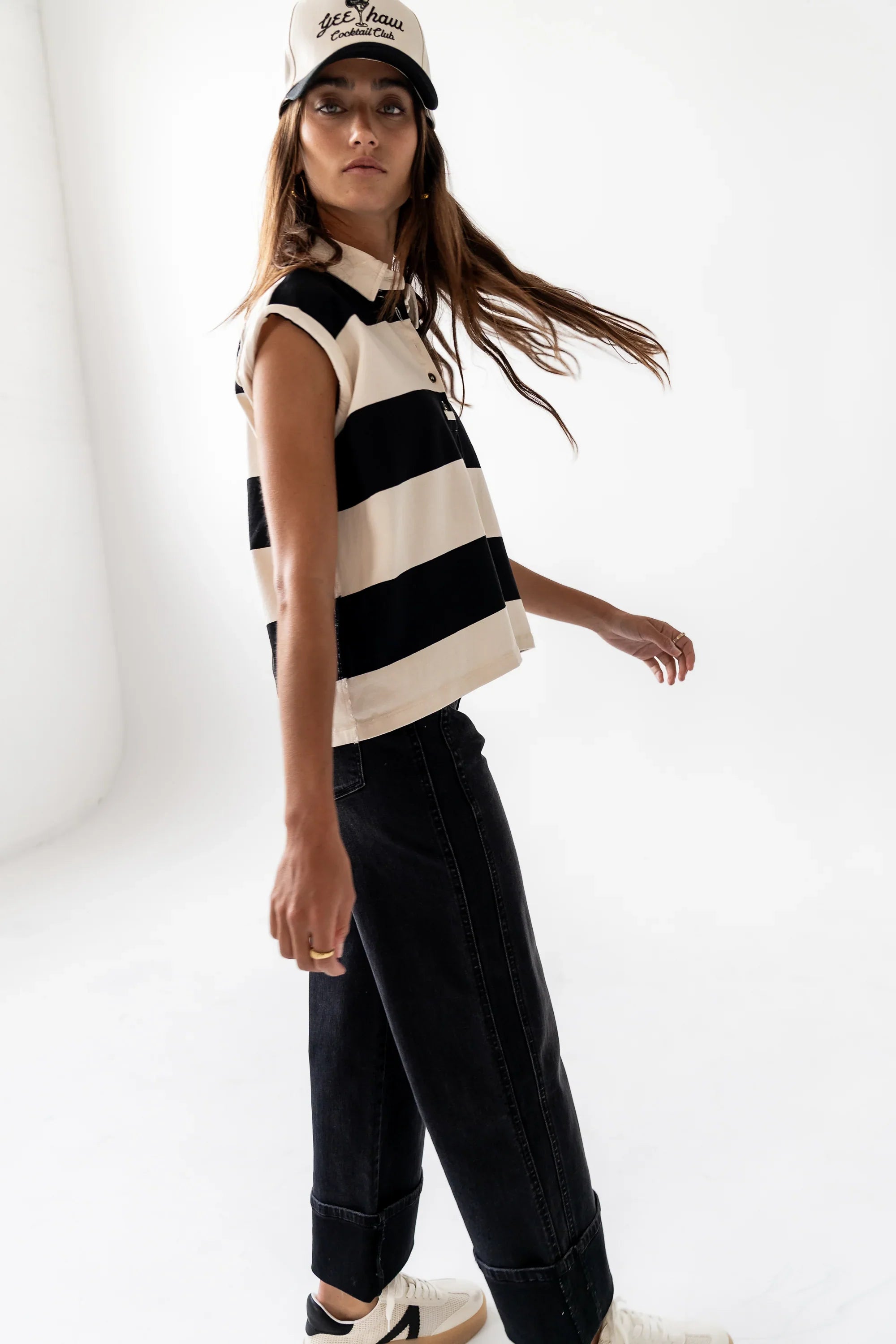 Blake Striped top in Black