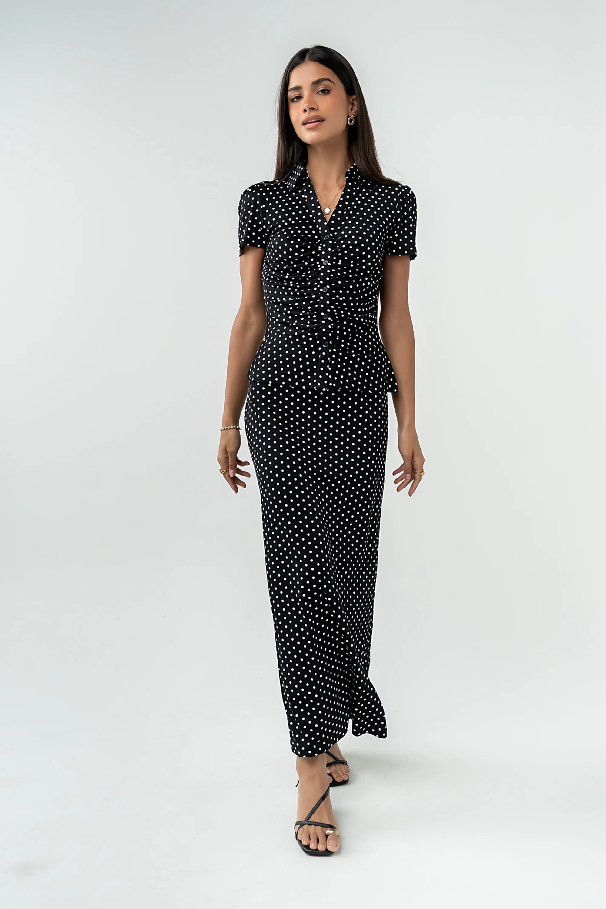 Malia Polka Dot Collared Blouse