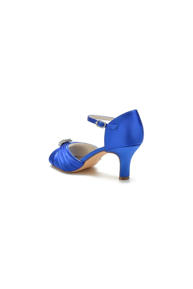 Elegant Blue Pump with Silver Buckle Accent