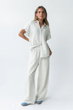 Belen Striped Wide Leg Pants in Denim Blue