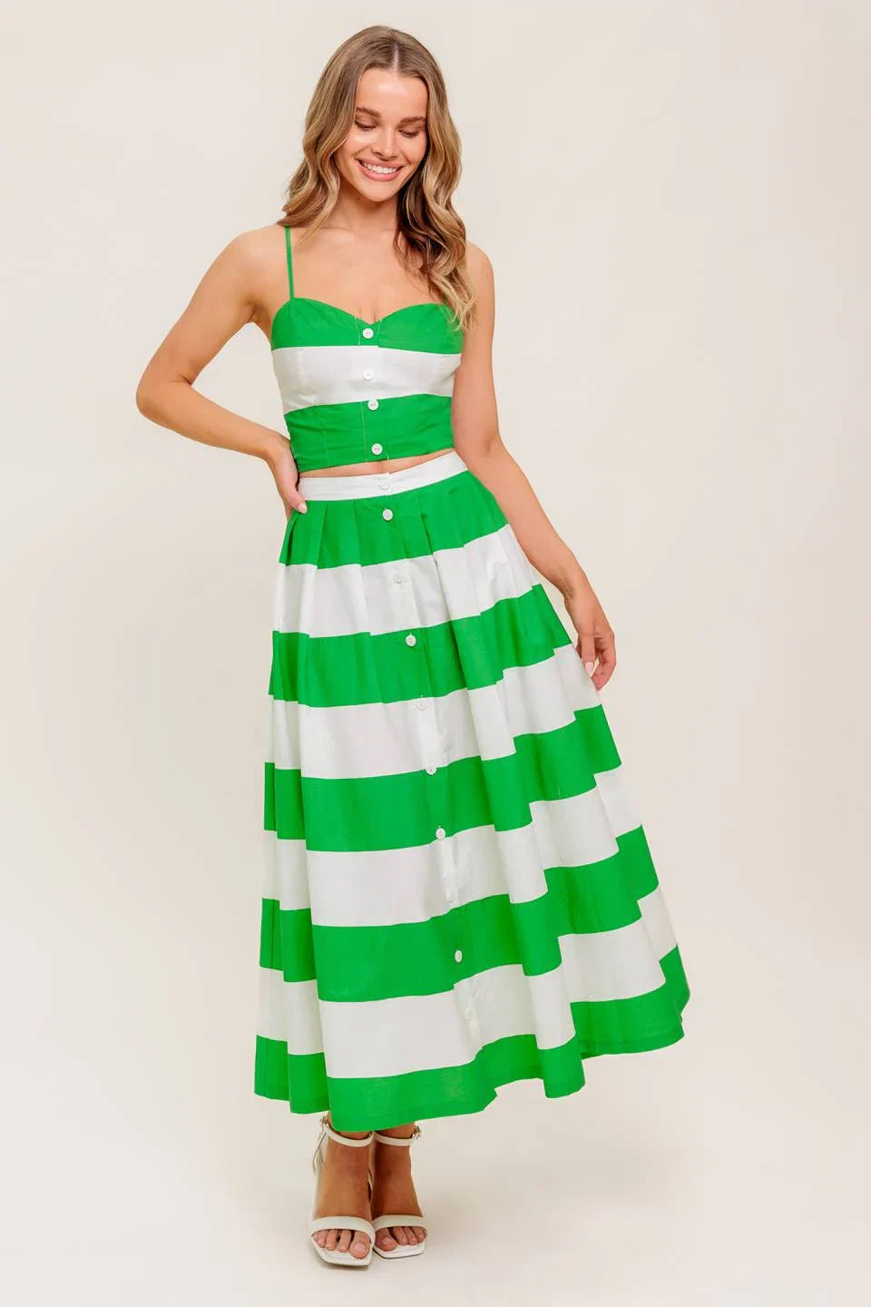 ENDLESS FLAIR TOP SKIRT SET GREEN