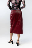 Walter Vegan Leather Midi Skirt in Wine