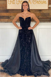 Noria Blue Sequin Strapless Mermaid Long Pageant Dress