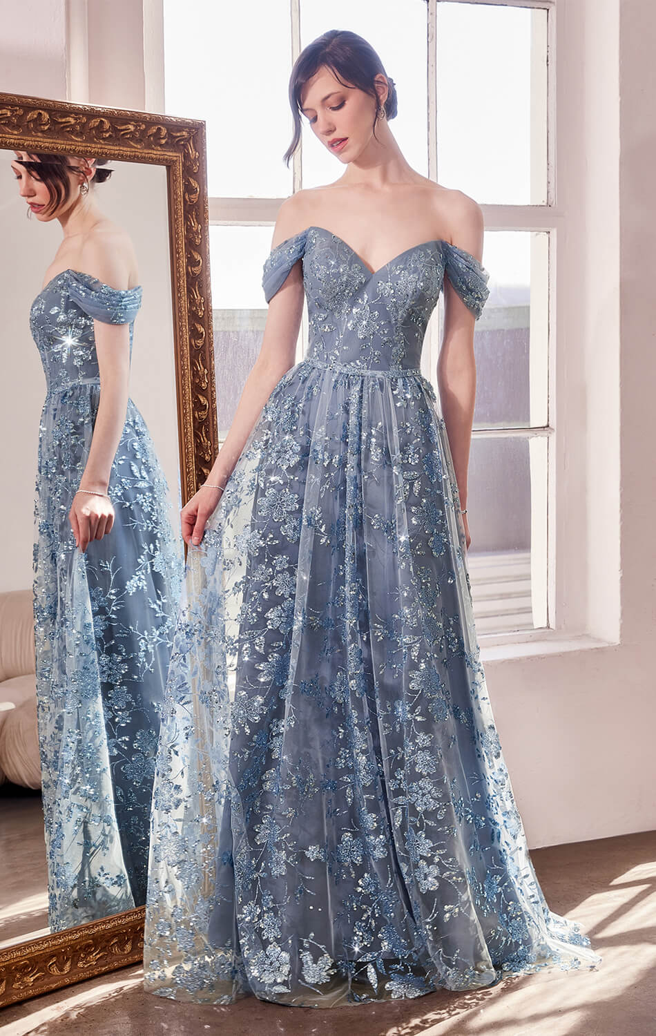Veronica Gown Glitter Print A line Dress