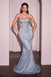 Maddox Gown Light Blue STRAPLESS GLITTER EMBELLISHED GOWN