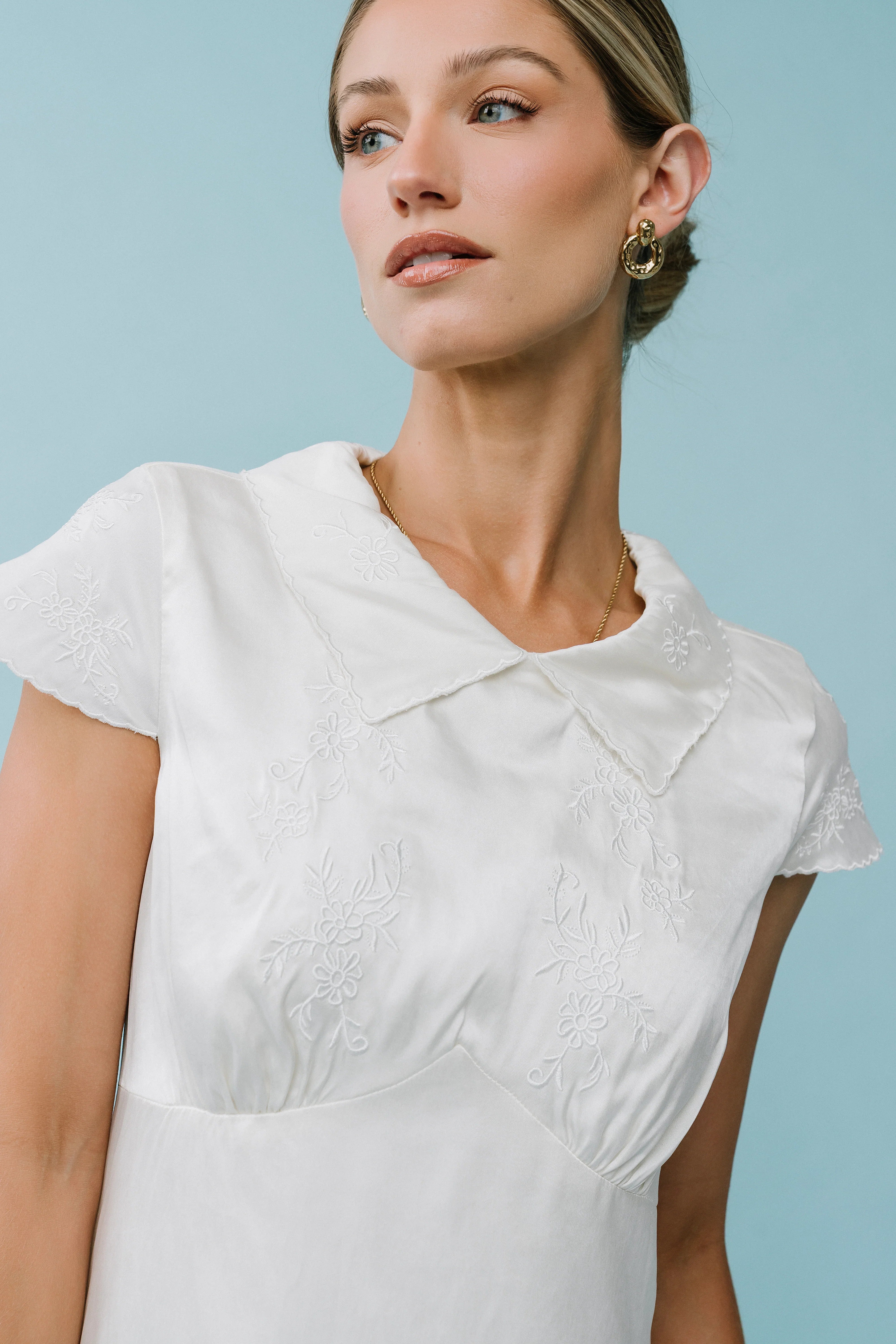 Tammy Embroidered Maxi Dress in Ivory
